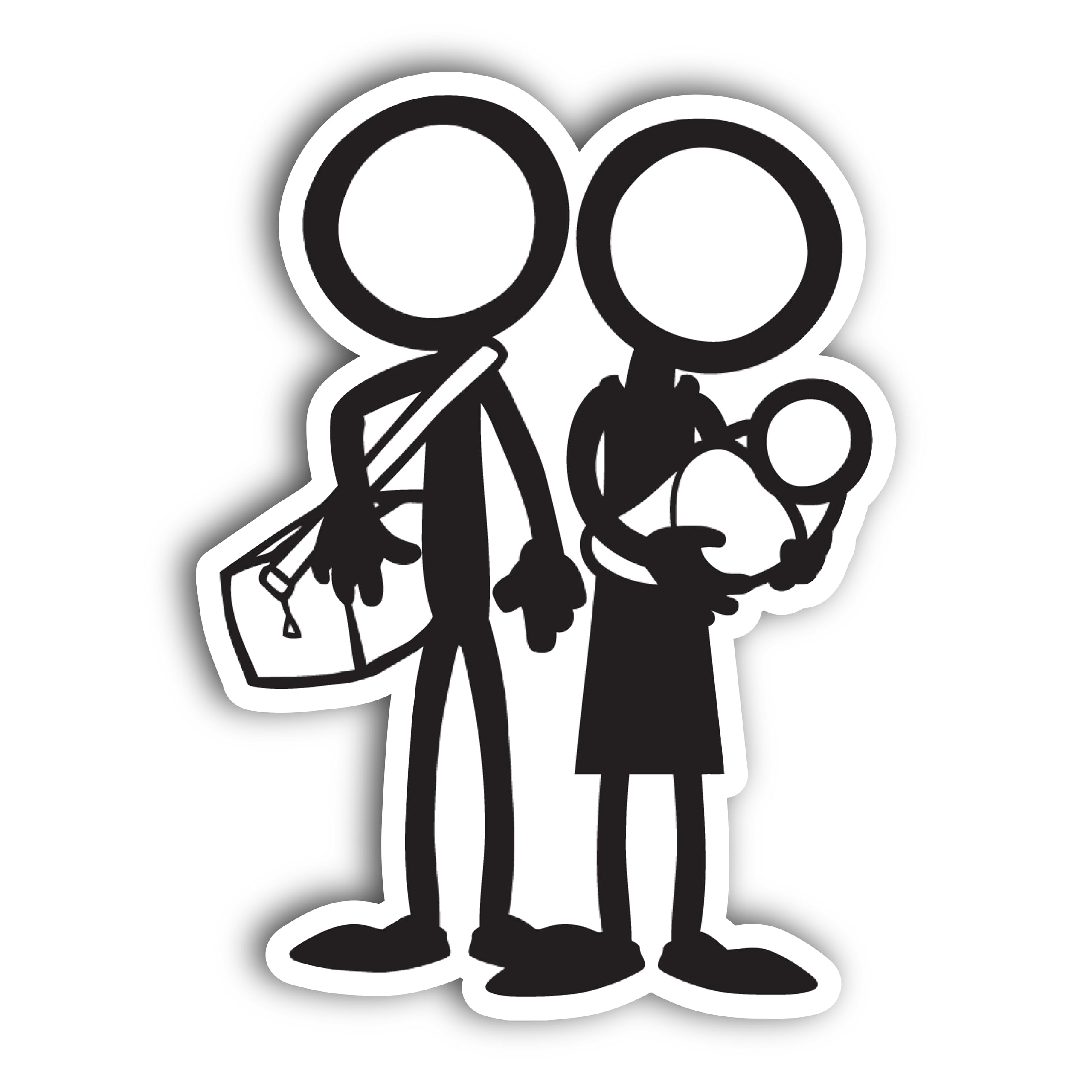 2 (Pieces) 3" and 5" Couple with Their Luggages Decal Sticker, Waterproof Vinyl Decals for Many Purp