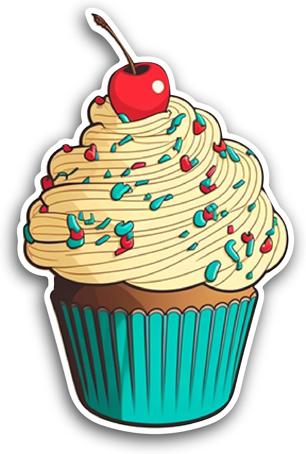 2 (Pieces) 3" and 5" Blue Cupcake with Cream Sticker, Waterproof Vinyl Decals for Many Purpose Like Cars, Trucks, Laptops, Phones, Windows and More