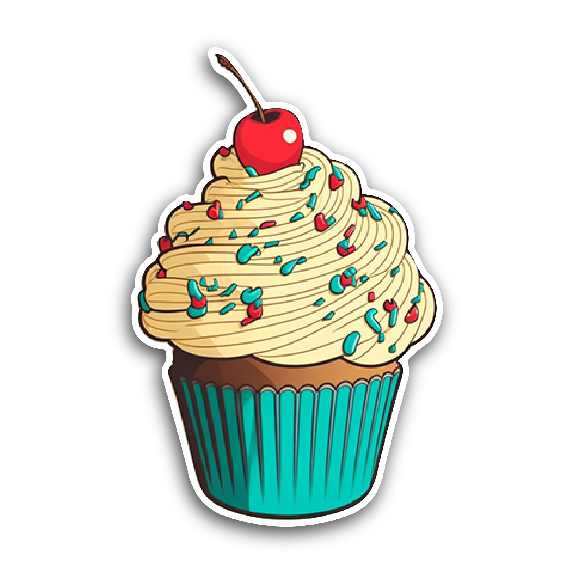 2 (Pieces) 3" and 5" Blue Cupcake with Cream Sticker, Waterproof Vinyl Decals for Many Purpose Like 