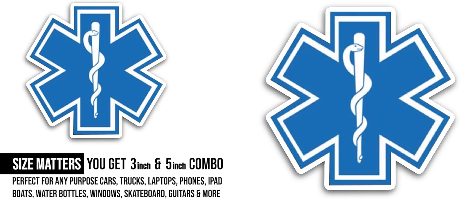 2 (Pieces) 3" and 5" Medical Symbol Sticker, Waterproof Vinyl Decals for Many Purpose Like Cars, Trucks, Laptops, Phones, Windows and More