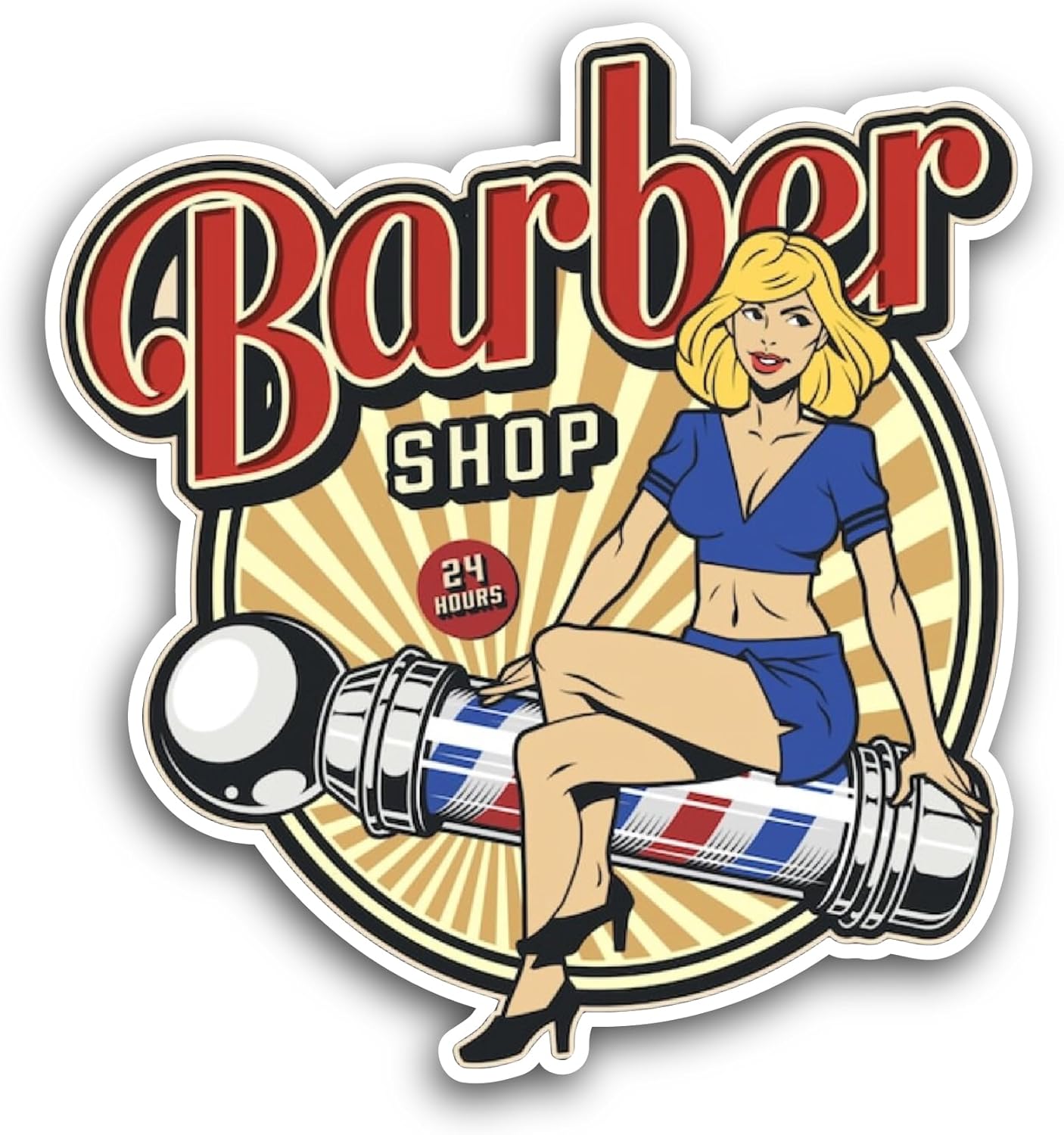 2 (Pieces) 3" and 5" Vintage Barbershop Colorful Badge Sticker, Waterproof Vinyl Decals for Many Purpose Like Cars, Trucks, Laptops, Phones, Windows and More