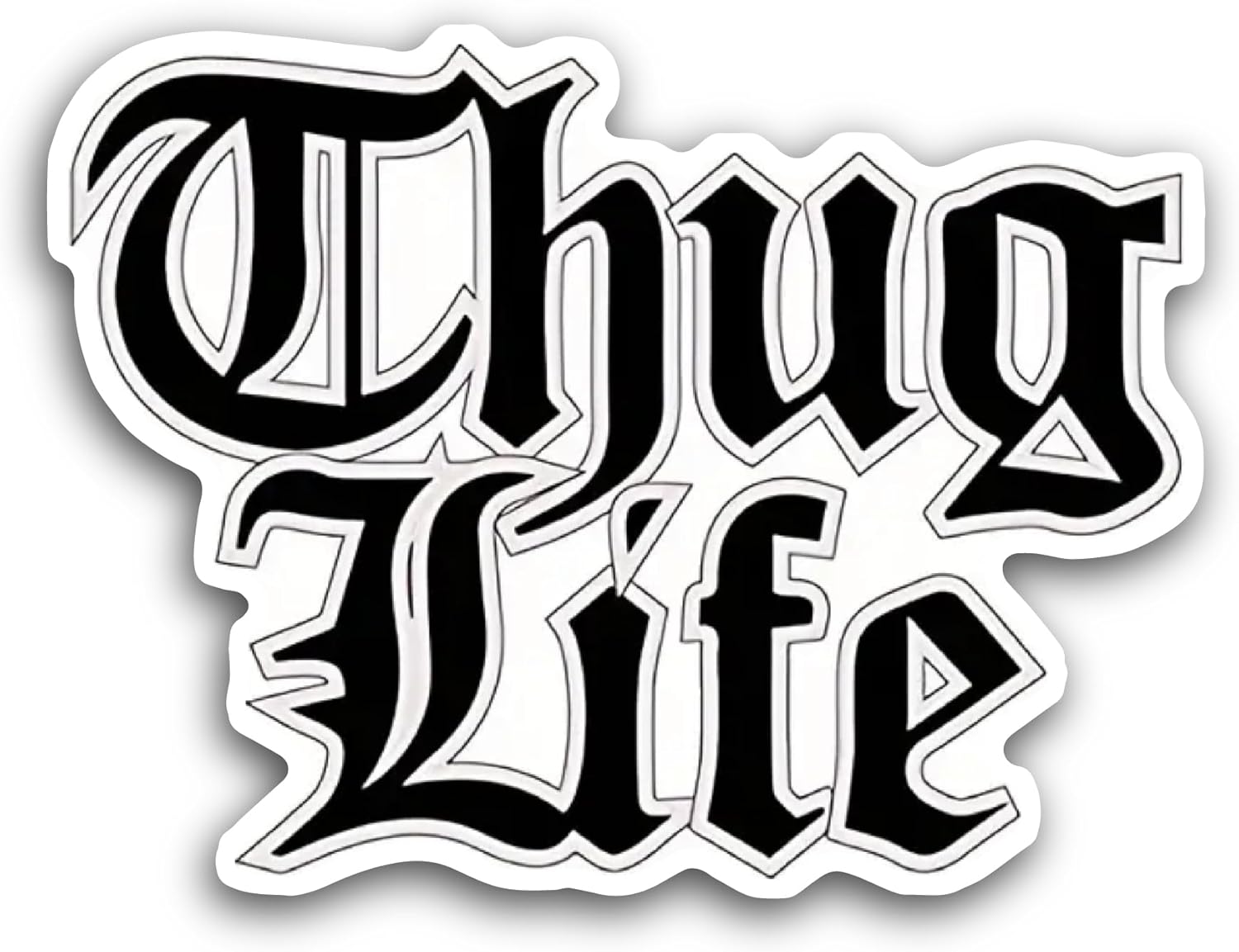 2 (Pieces) 3" and 5" Thug Life Text Sticker, Waterproof Vinyl Decals for Many Purpose Like Cars, Trucks, Laptops, Phones, Windows and More