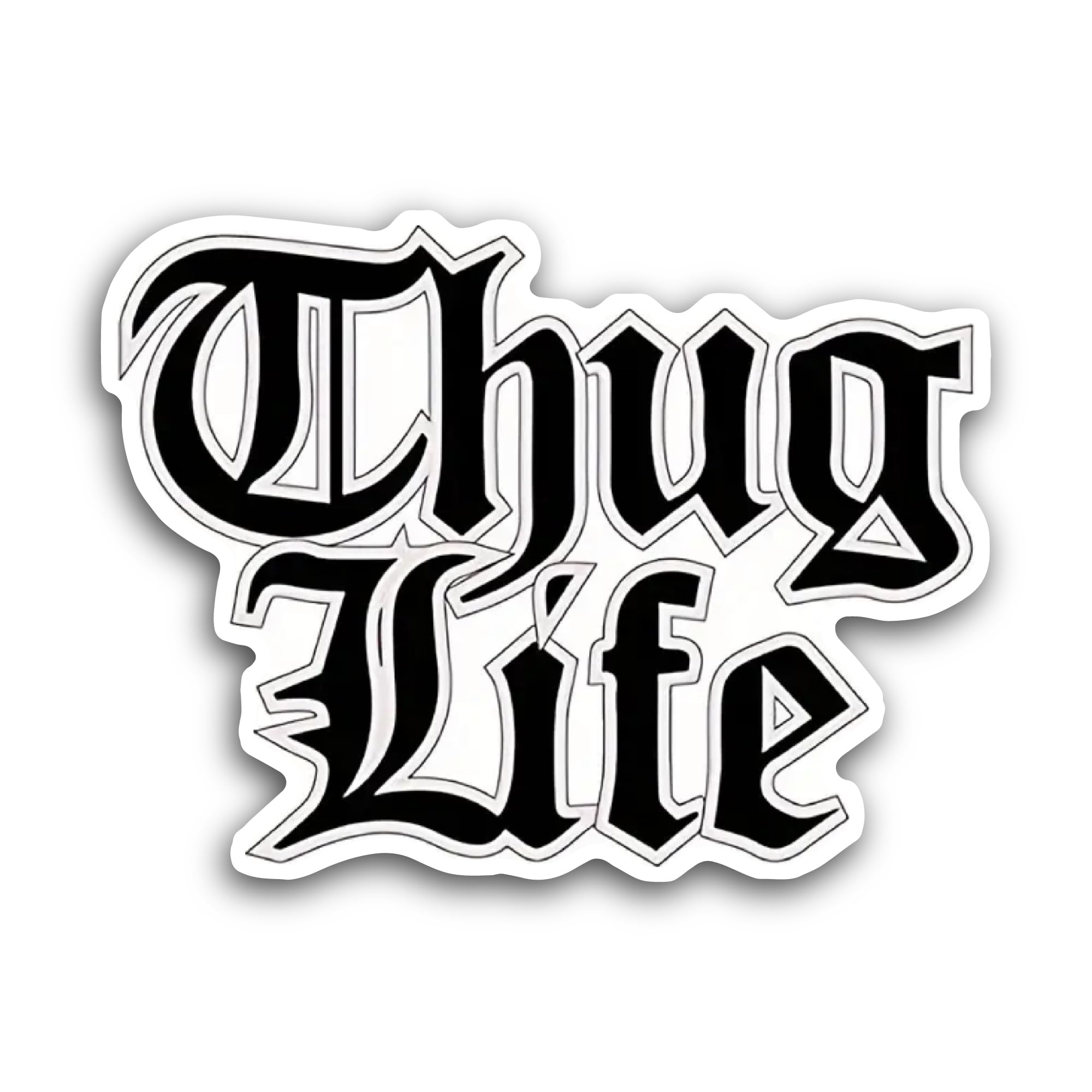 2 (Pieces) 3" and 5" Thug Life Text Sticker, Waterproof Vinyl Decals for Many Purpose Like Cars, Tru
