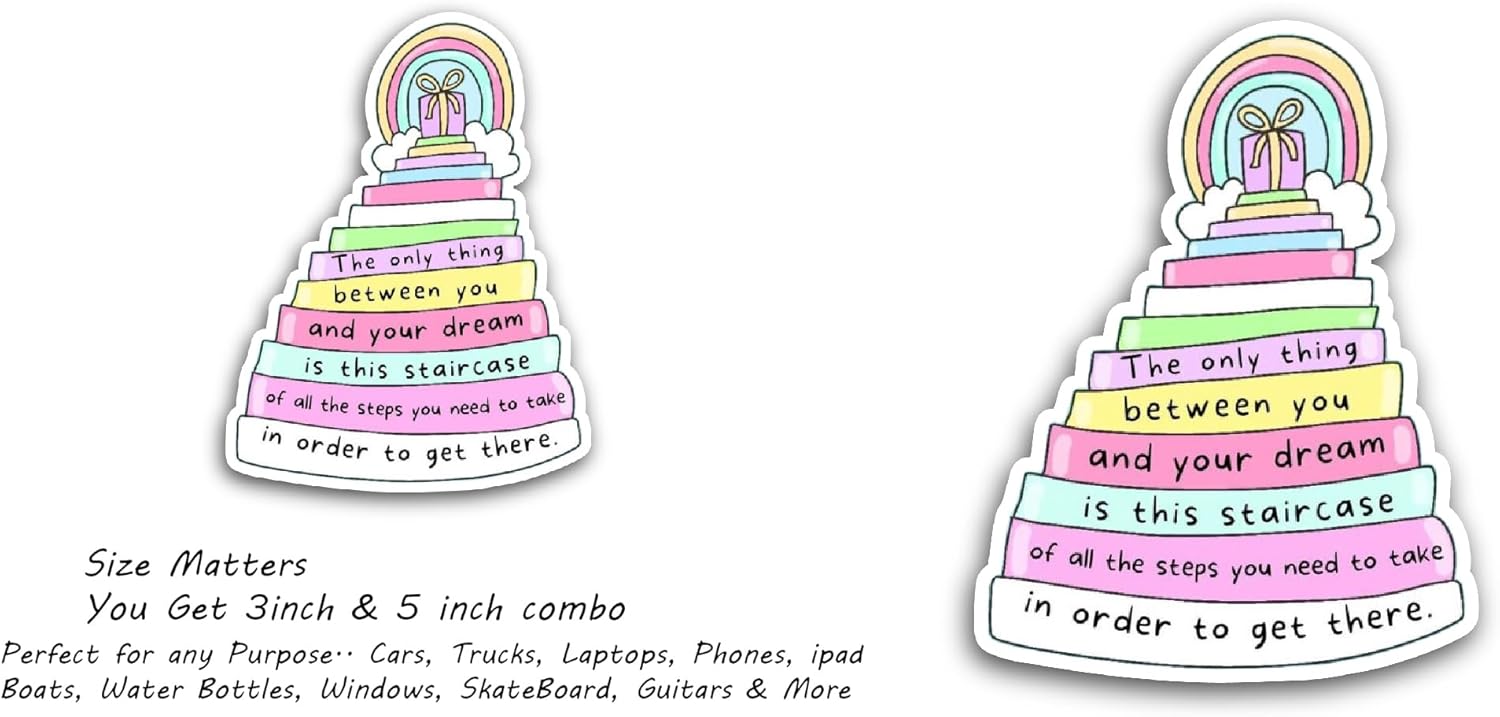 2 (Pieces) 3" and 5" Rainbow Lettering Sticker, Waterproof Vinyl Decals for Many Purpose Like Cars, Trucks, Laptops, Phones, Windows and More
