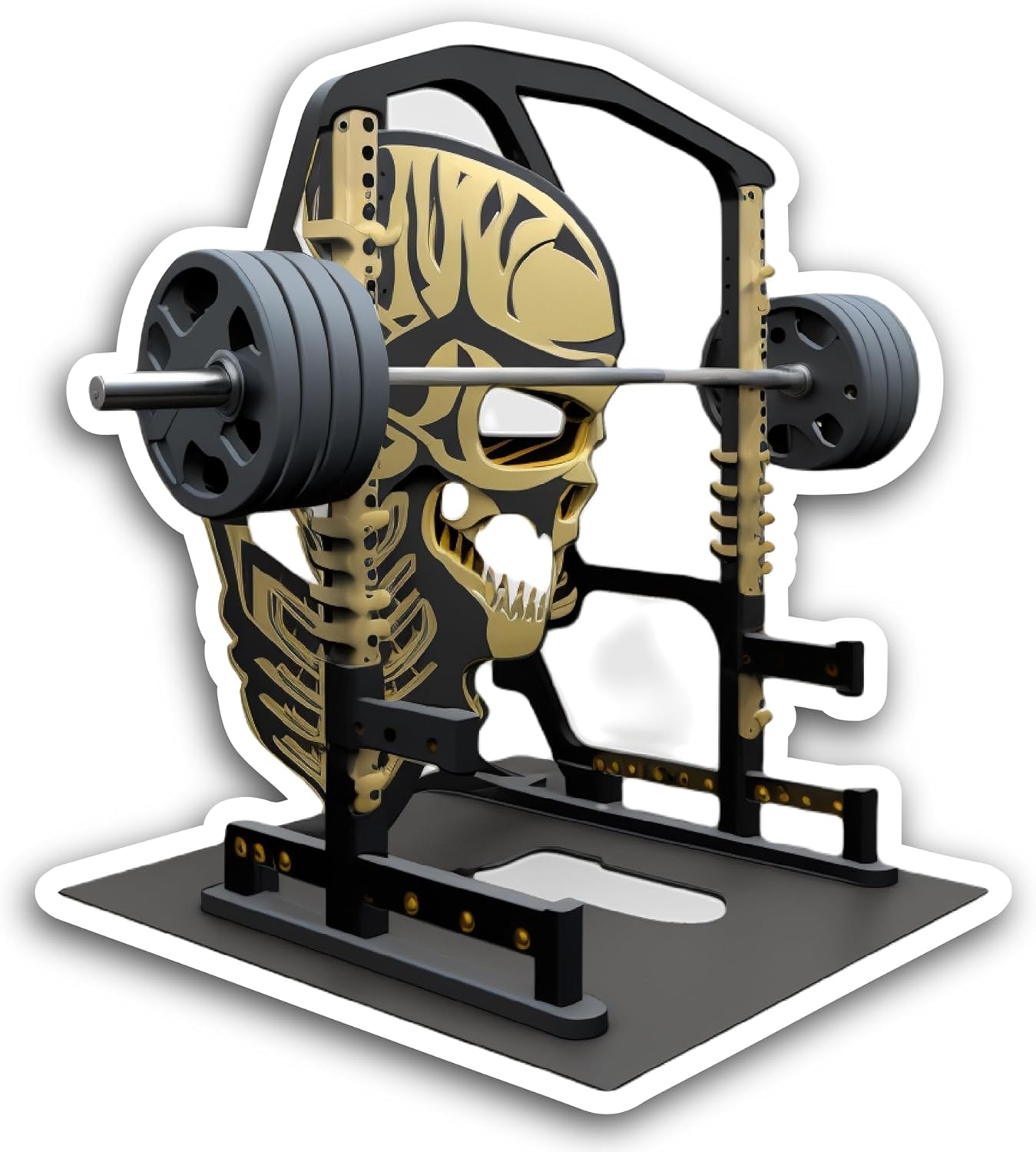 2 (Pieces) 3" and 5" Skull and Squat Rack Sticker, Waterproof Vinyl Decals for Many Purpose Like Cars, Trucks, Laptops, Phones, Windows and More