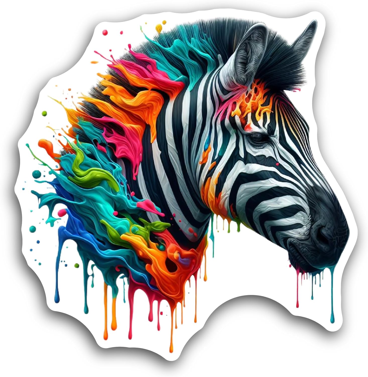 2 (Pieces) 3" and 5" Brightly Colored Zebra Sticker, Waterproof Vinyl Decals for Many Purpose Like Cars, Trucks, Laptops, Phones, Windows and More
