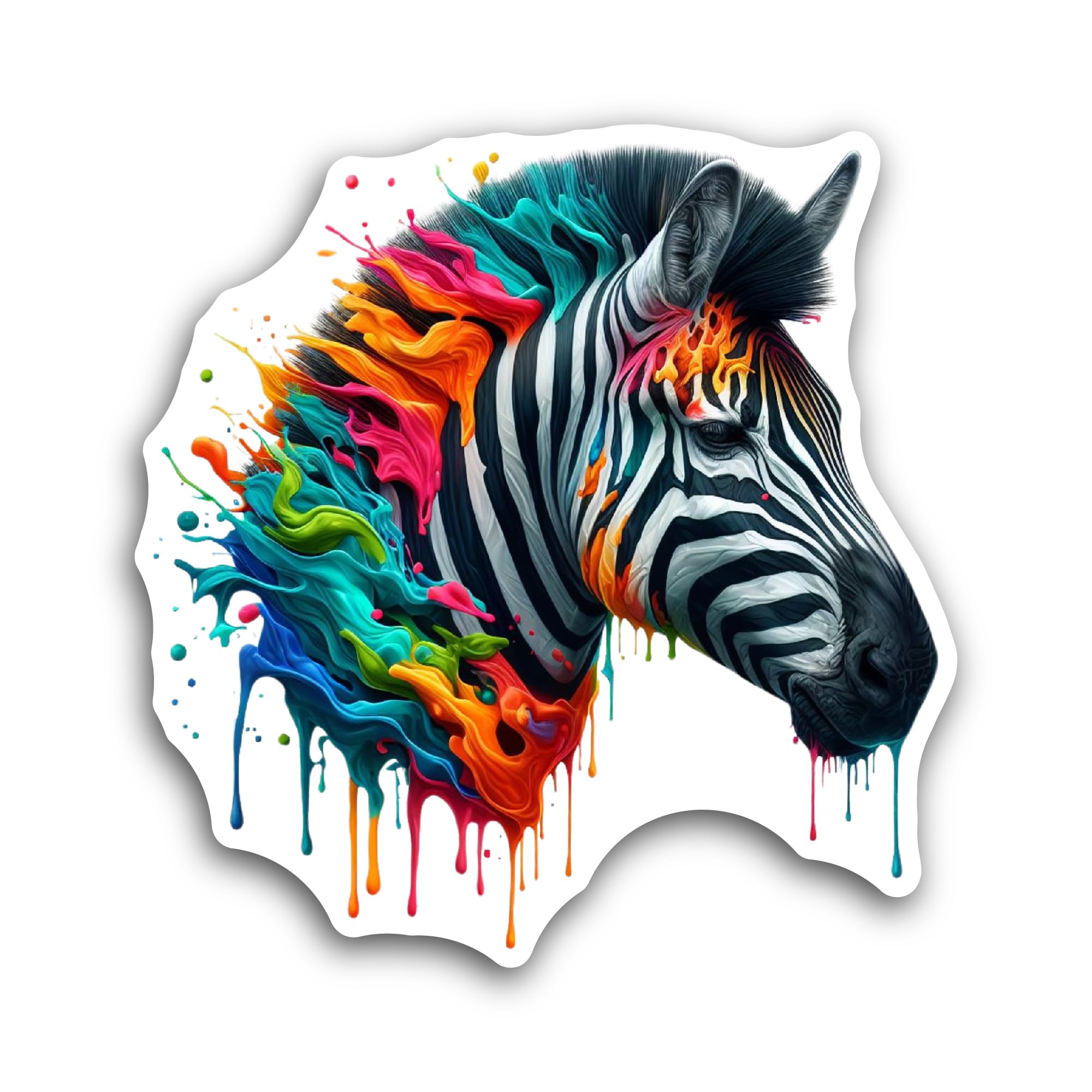 2 (Pieces) 3" and 5" Brightly Colored Zebra Sticker, Waterproof Vinyl Decals for Many Purpose Like C