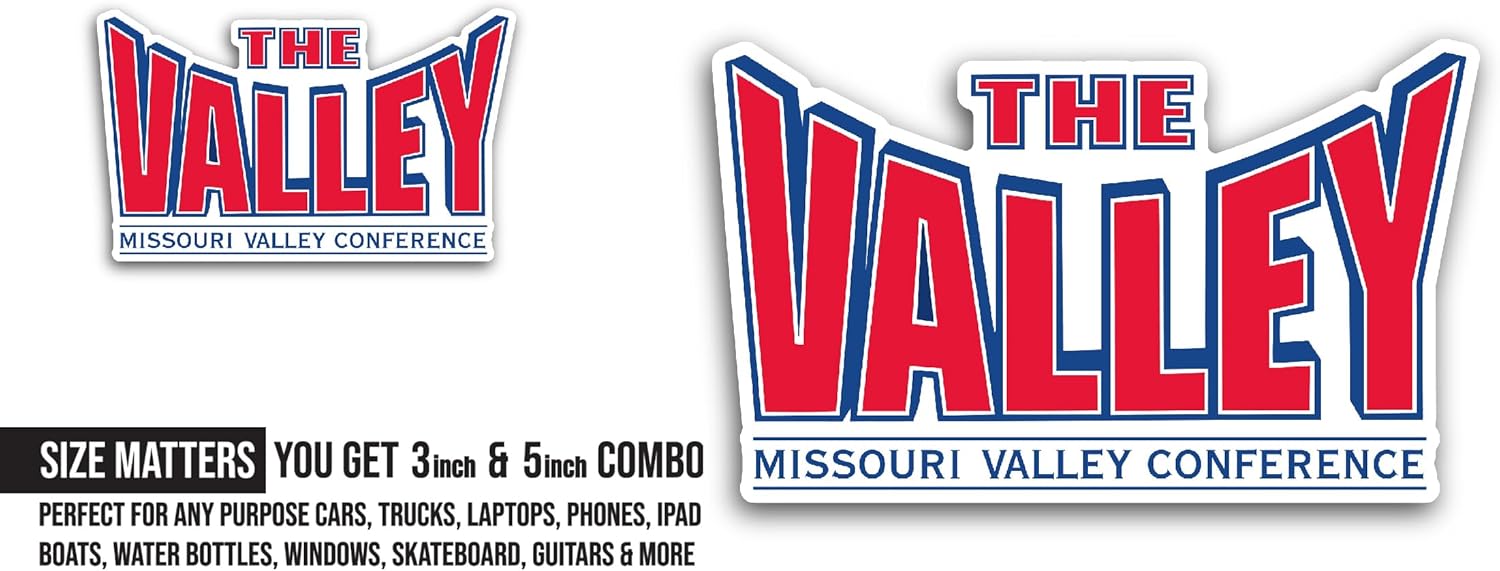 2 (Pieces) 3" and 5" Missouri Valley C0nference Sticker, Waterproof Vinyl Decals for Many Purpose Like Cars, Trucks, Laptops, Phones, Windows and More