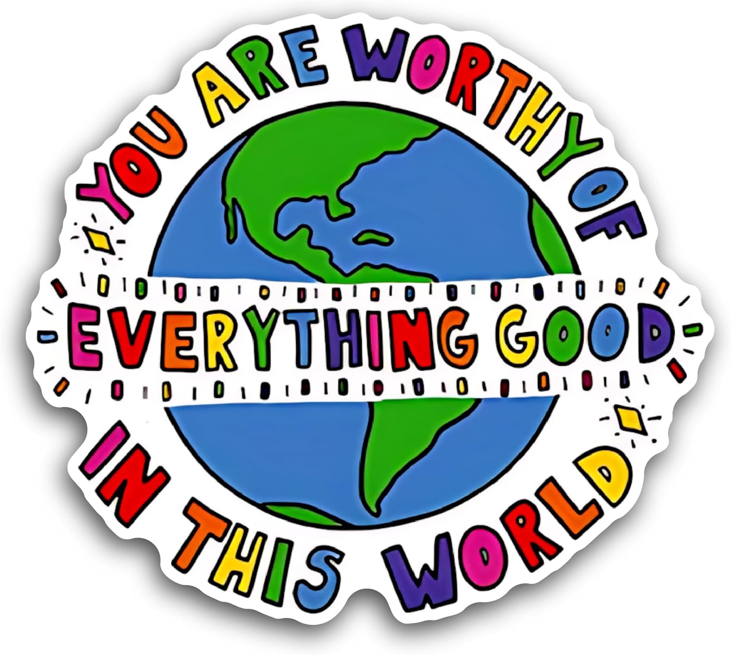2 (Pieces) 3" and 5" You are Worthy Text Sticker, Waterproof Vinyl Decals for Many Purpose Like Cars, Trucks, Laptops, Phones, Windows and More