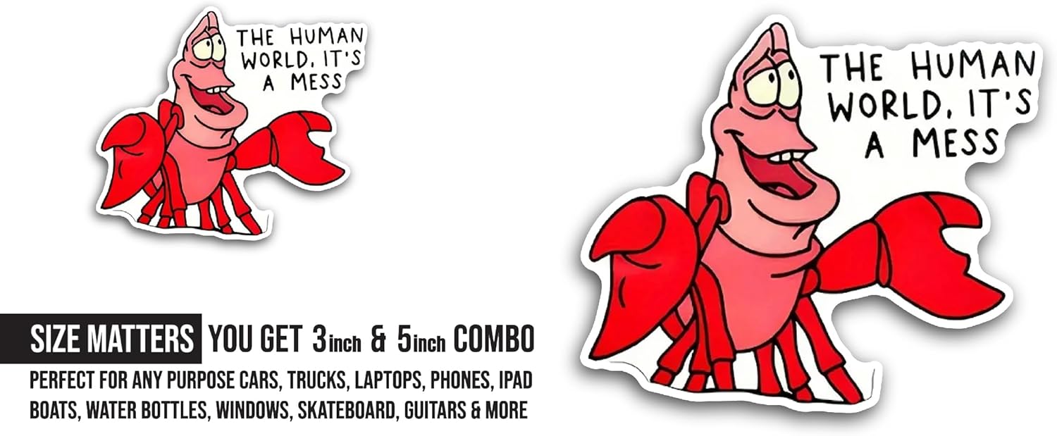 2 (Pieces) 3" and 5" Human World Sticker, Waterproof Vinyl Decals for Many Purpose Like Cars, Trucks, Laptops, Phones, Windows and More