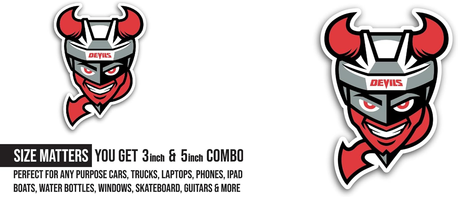 2 (Pieces) 3" and 5" Binghamton Devils Sticker, Waterproof Vinyl Decals for Many Purpose Like Cars, Trucks, Laptops, Phones, Windows and More