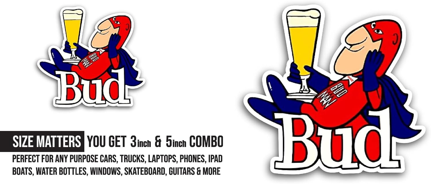 2 (Pieces) 3" and 5" Bud Sticker, Waterproof Vinyl Decals for Many Purpose Like Cars, Trucks, Laptops, Phones, Windows and More