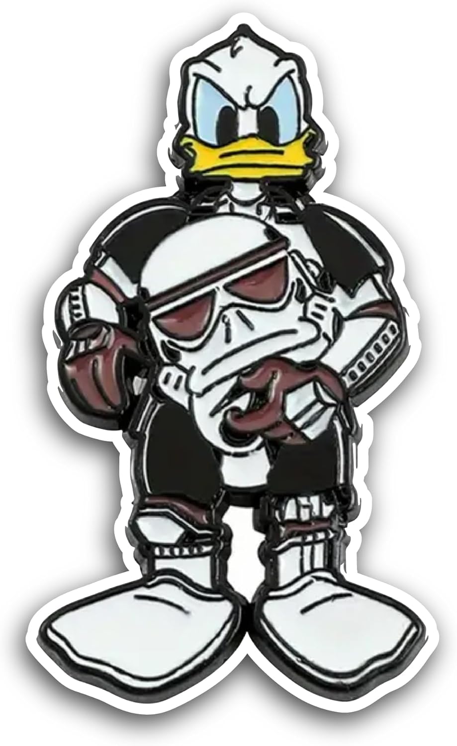 2 (Pieces) 3" and 5" Duck in Robotic Outfit Sticker, Waterproof Vinyl Decals for Many Purpose Like Cars, Trucks, Laptops, Phones, Windows and More