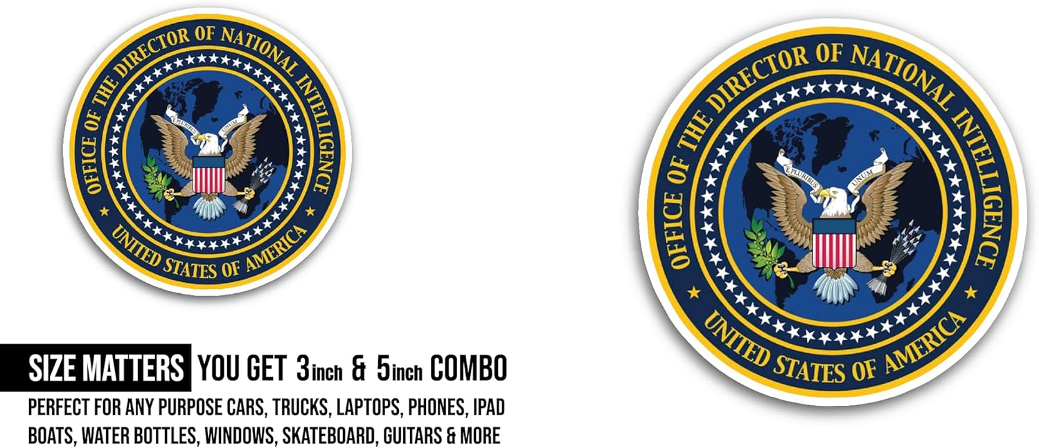 2 (Pieces) 3" and 5" Office of The Director of National Intelligence Sticker, Waterproof Vinyl Decals for Many Purpose Like Cars, Trucks, Laptops, Phones, Windows and More