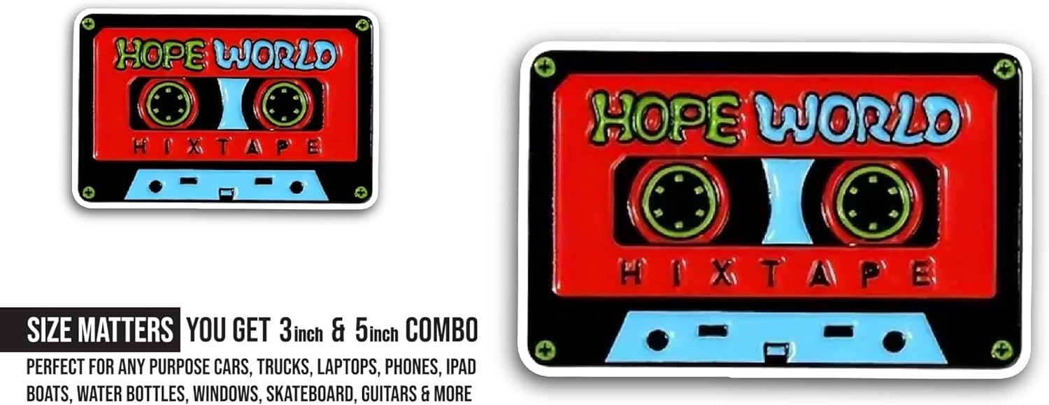 2 (Pieces) 3" and 5" Hope World Sticker, Waterproof Vinyl Decals for Many Purpose Like Cars, Trucks, Laptops, Phones, Windows and More