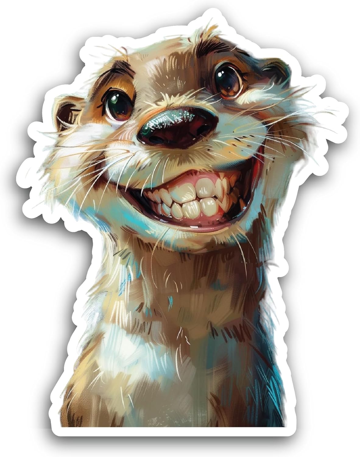 2 (Pieces) 3" and 5" Happy Otter Sticker, Waterproof Vinyl Decals for Many Purpose Like Cars, Trucks, Laptops, Phones, Windows and More