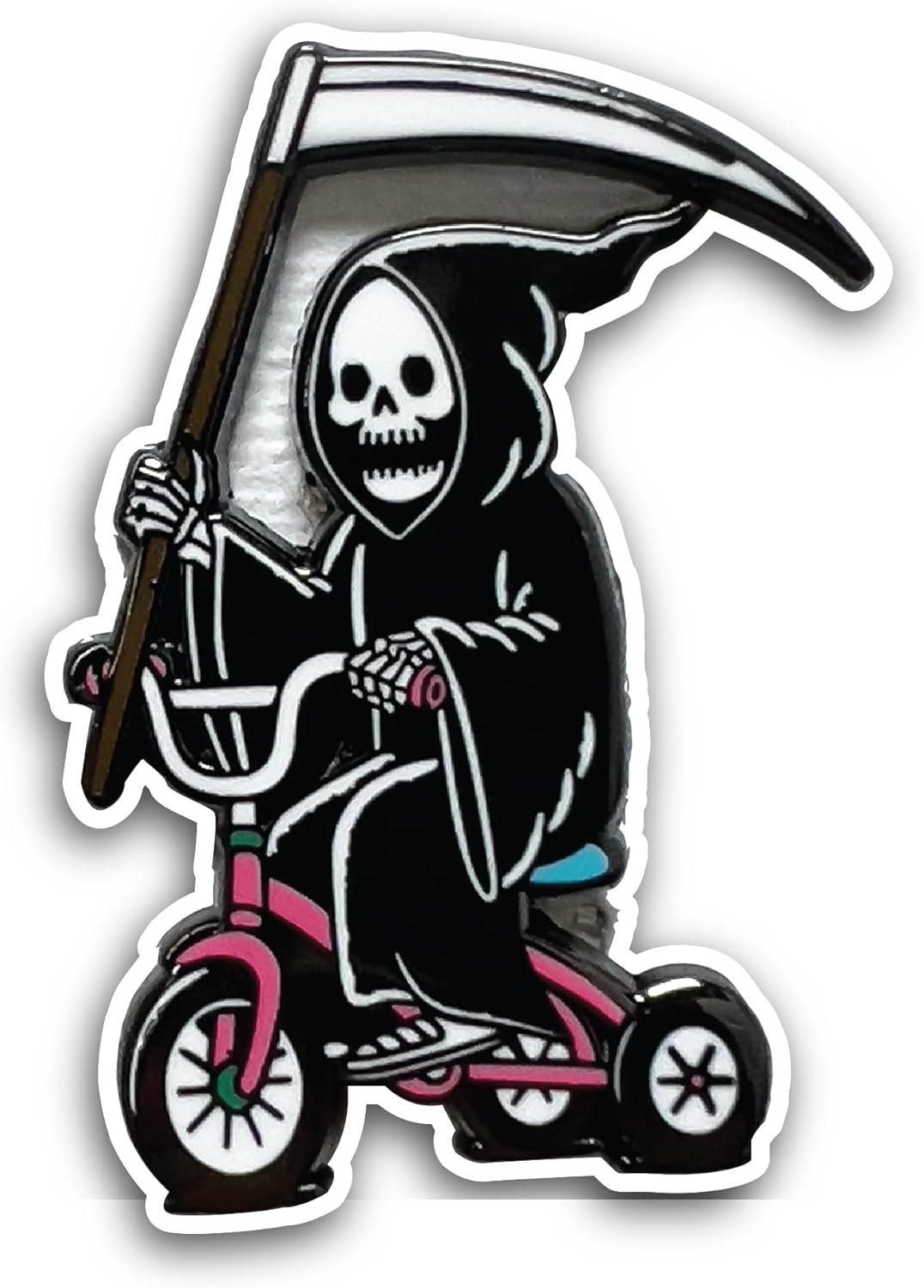 2 (Pieces) 3" and 5" Tricycle Grim Reaper Sticker, Waterproof Vinyl Decals for Many Purpose Like Cars, Trucks, Laptops, Phones, Windows and More
