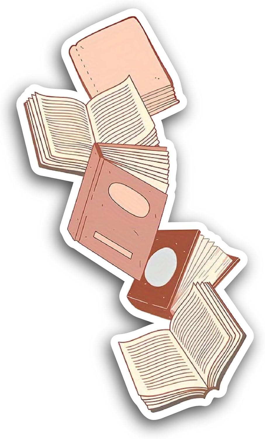 2 (Pieces) 3" and 5" Cute Pastel Books Sticker, Waterproof Vinyl Decals for Many Purpose Like Cars, Trucks, Laptops, Phones, Windows and More