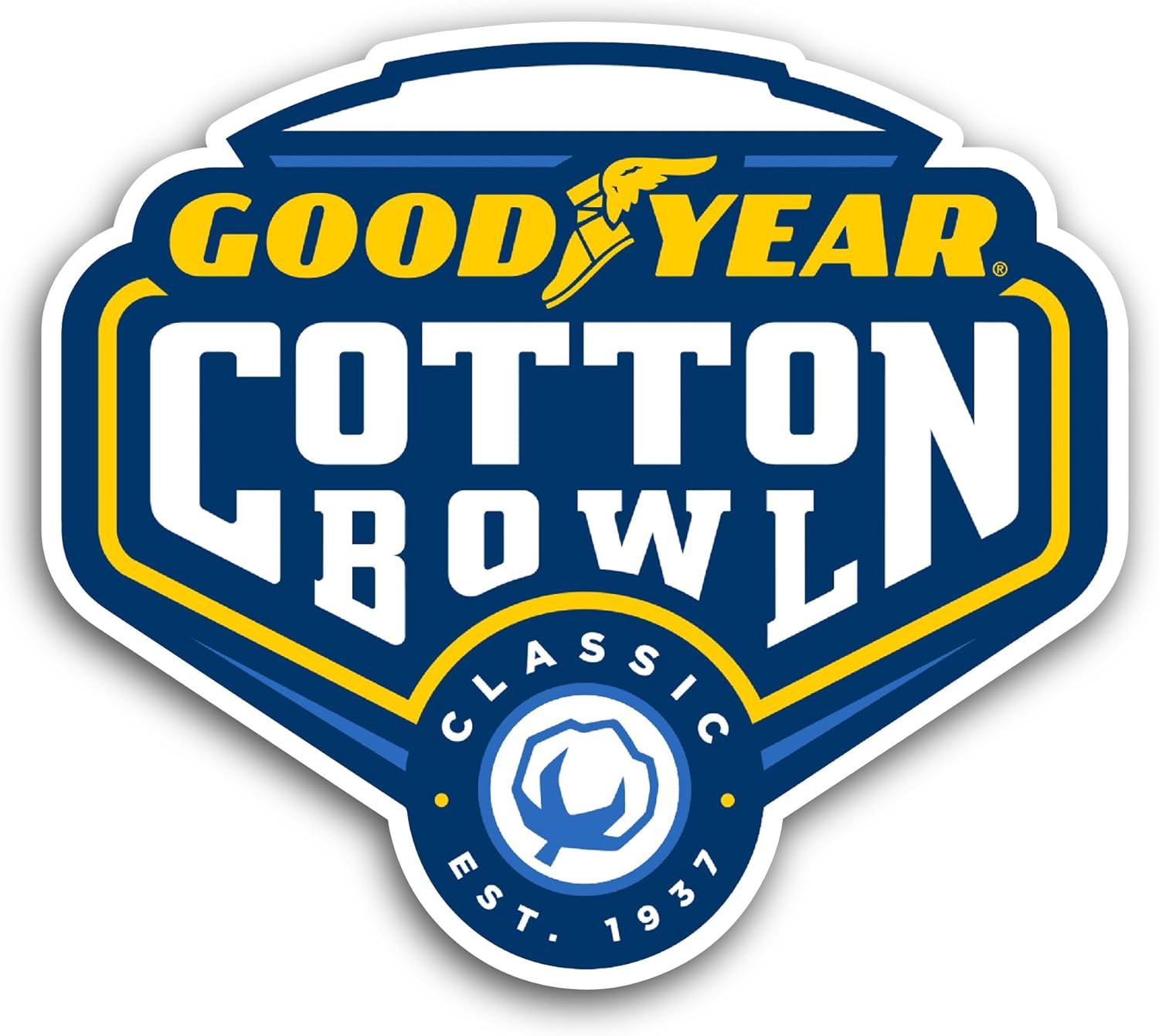 2 (Pieces) 3" and 5" C0tton Bowl Logo Decal Sticker, Waterproof Vinyl Decals for Many Purpose Like Cars, Trucks, Laptops, Phones, Windows and More