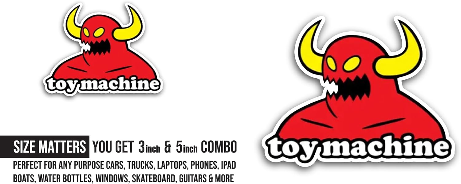 2 (Pieces) 3" and 5" Toy Machine Text Sticker, Waterproof Vinyl Decals for Many Purpose Like Cars, Trucks, Laptops, Phones, Windows and More
