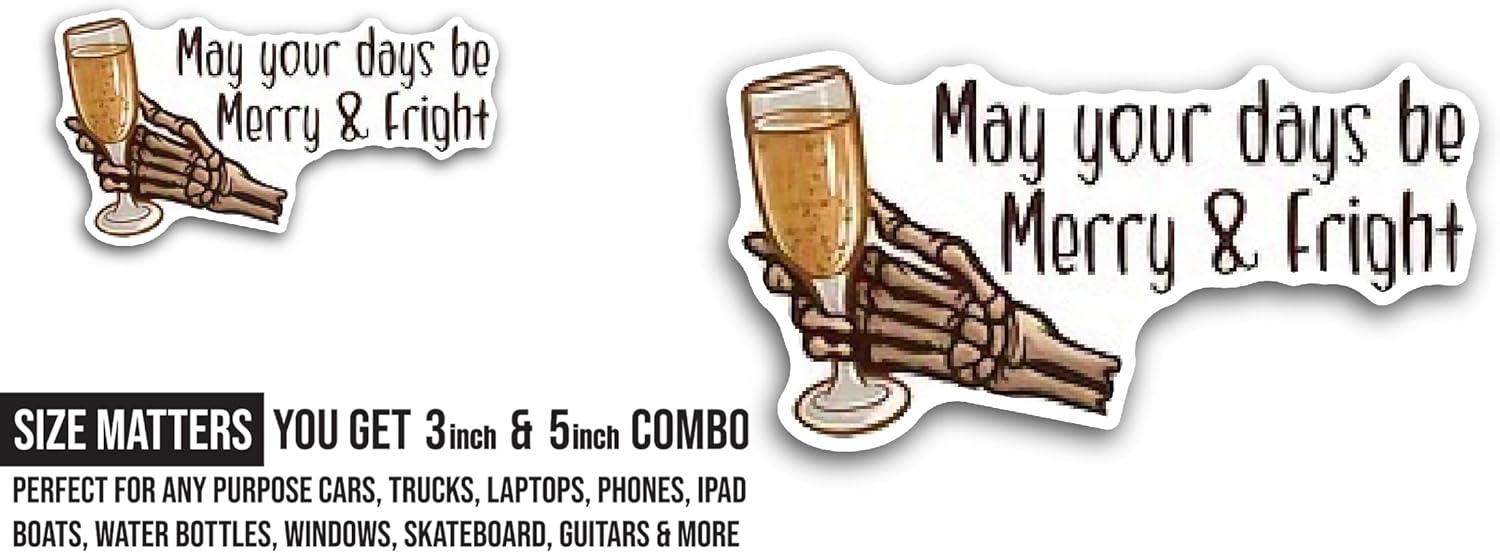 2 (Pieces) 3" and 5" Skeleton Cookies Sticker, Waterproof Vinyl Decals for Many Purpose Like Cars, Trucks, Laptops, Phones, Windows and More