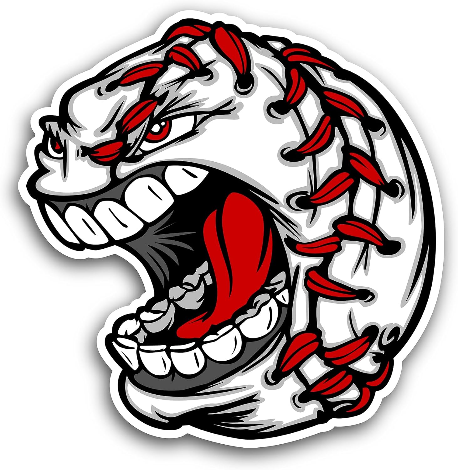 2 (Pieces) 3" and 5" Baseball Face Sticker, Waterproof Vinyl Decals for Many Purpose Like Cars, Trucks, Laptops, Phones, Windows and More