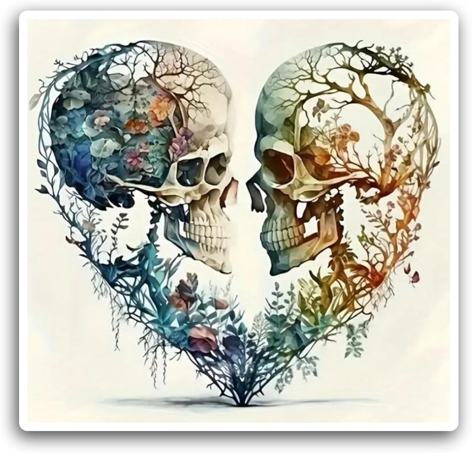 2 (Pieces) 3" and 5" Skull Heart Sticker, Waterproof Vinyl Decals for Many Purpose Like Cars, Trucks, Laptops, Phones, Windows and More
