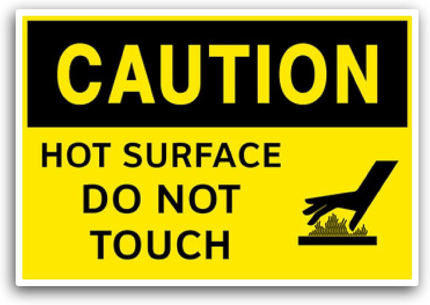 2 (Pieces) 3" and 5" Caution Hot Surface Sticker, Waterproof Vinyl Decals for Many Purpose Like Cars, Trucks, Laptops, Phones, Windows and More
