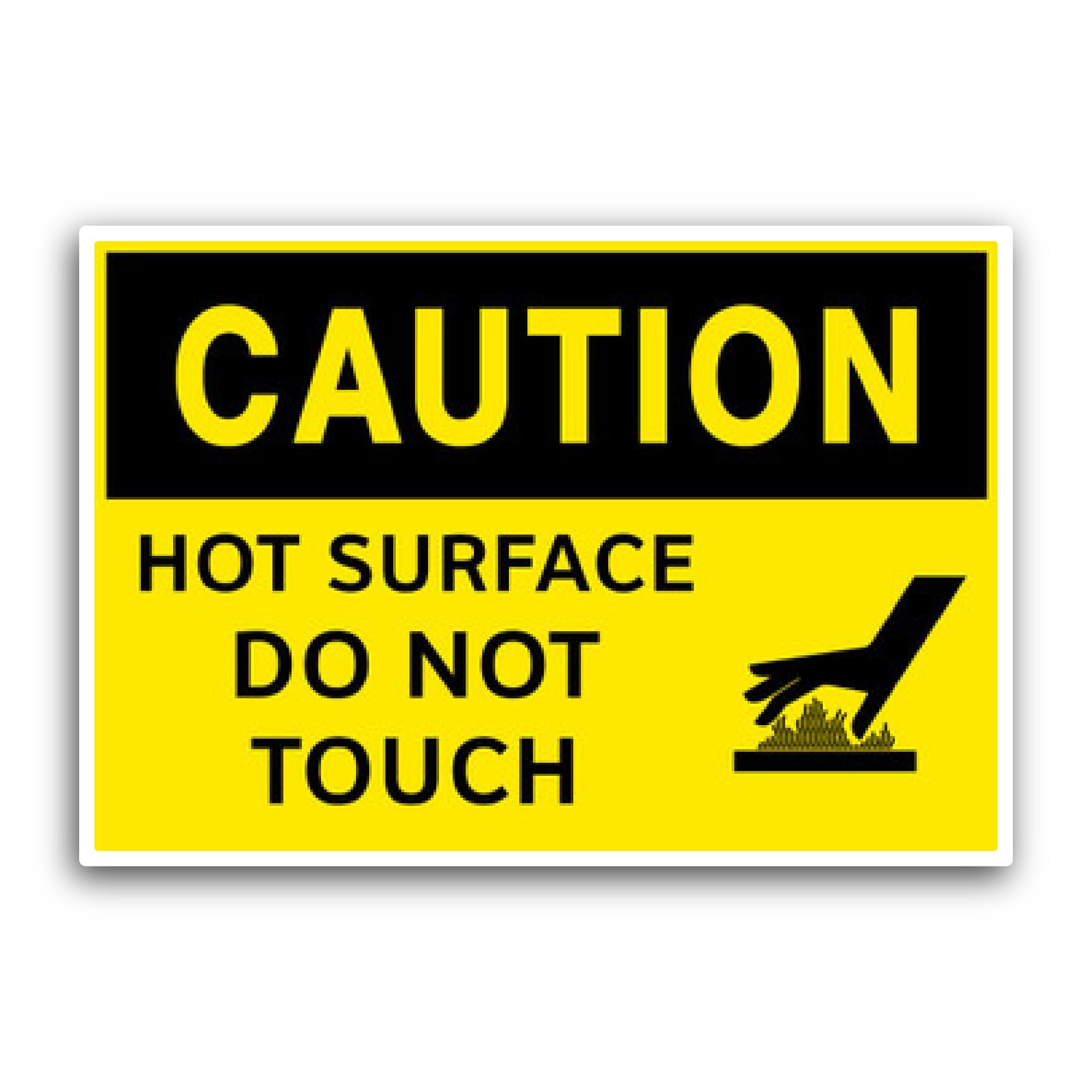 2 (Pieces) 3" and 5" Caution Hot Surface Sticker, Waterproof Vinyl Decals for Many Purpose Like Cars