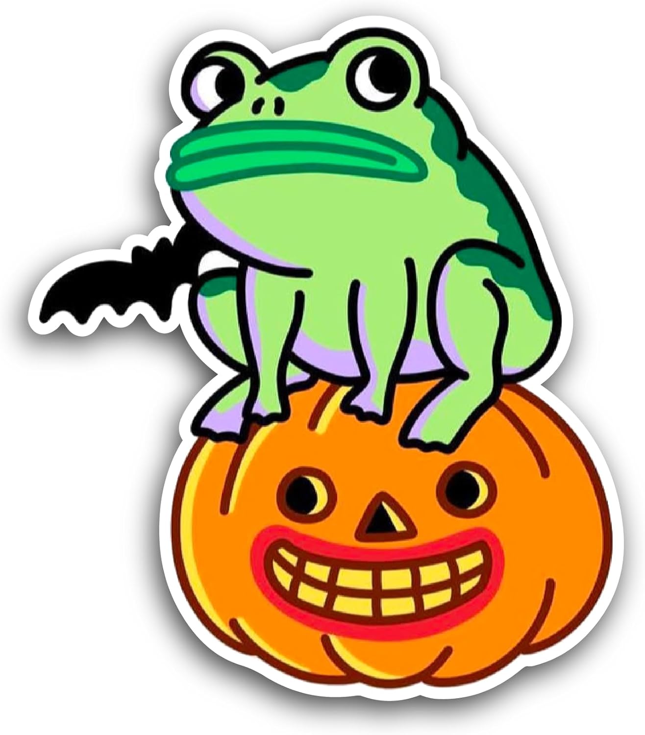 2 (Pieces) 3" and 5" Cute Frog Sticker, Waterproof Vinyl Decals for Many Purpose Like Cars, Trucks, Laptops, Phones, Windows and More
