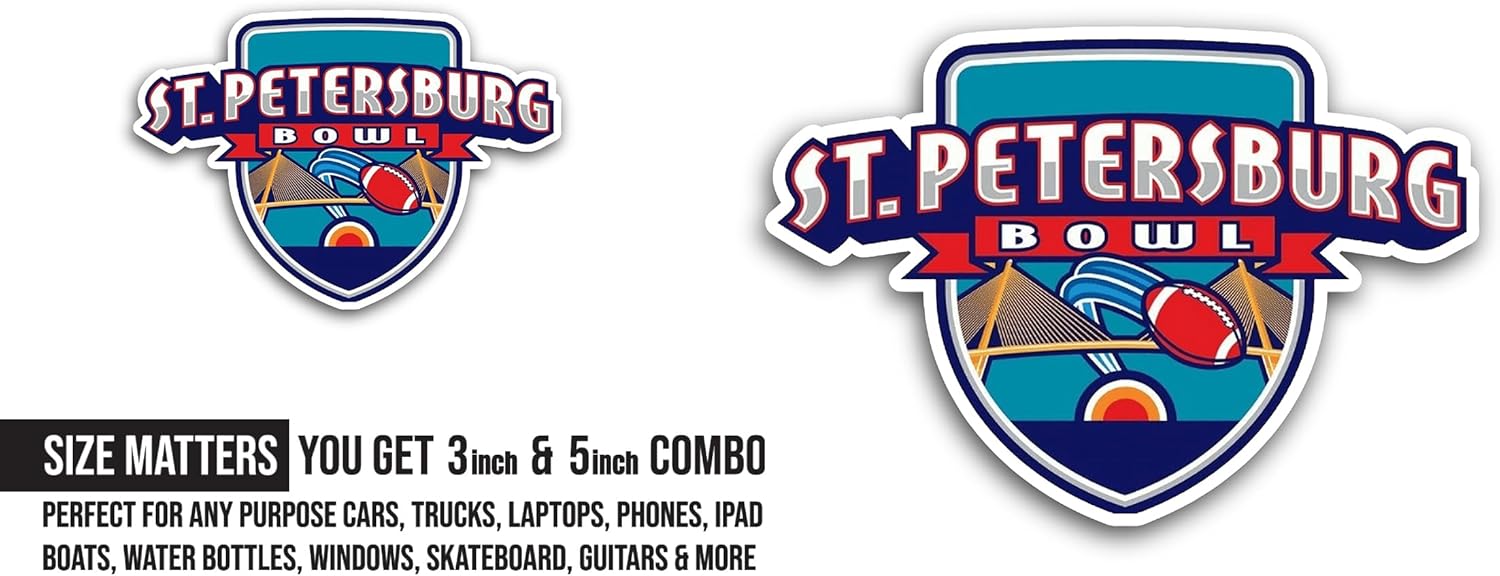 2 (Pieces) 3" and 5" St. Petersburg B0wl Sticker, Waterproof Vinyl Decals for Many Purpose Like Cars, Trucks, Laptops, Phones, Windows and More