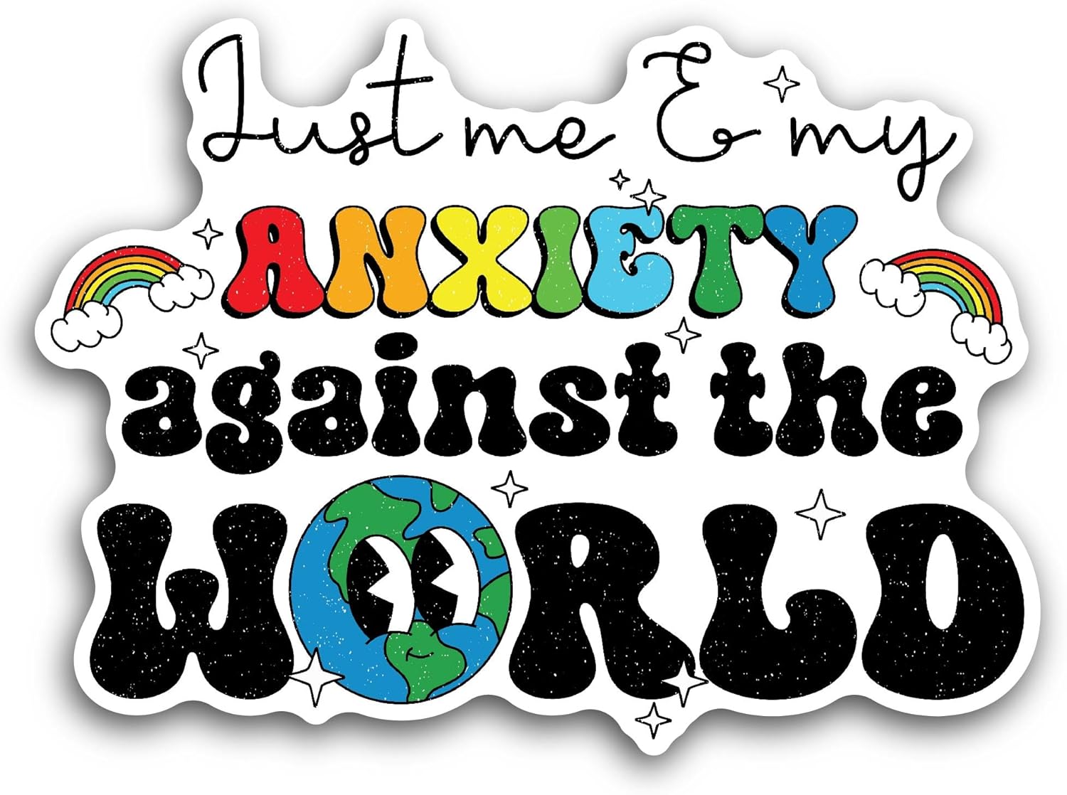 2 (Pieces) 3" and 5" Anxiety Sticker, Waterproof Vinyl Decals for Many Purpose Like Cars, Trucks, Laptops, Phones, Windows and More