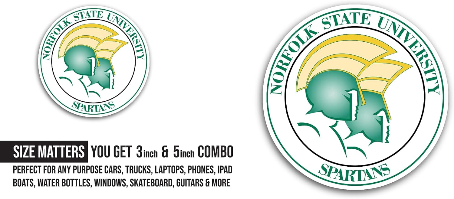 2 (Pieces) 3" and 5" Norf0lk State Spartans Sticker, Waterproof Vinyl Decals for Many Purpose Like Cars, Trucks, Laptops, Phones, Windows and More