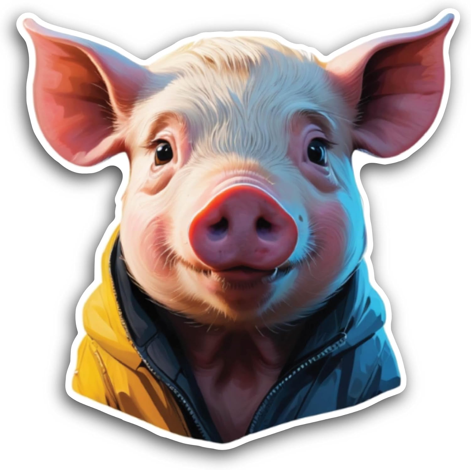 2 (Pieces) 3" and 5" Cute Pig Portrait Sticker, Waterproof Vinyl Decals for Many Purpose Like Cars, Trucks, Laptops, Phones, Windows and More