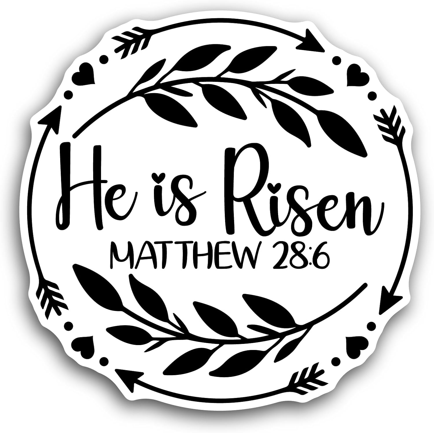 2 (Pieces) 3" and 5" He is Risen Text in Circle Sticker, Waterproof Vinyl Decals for Many Purpose Like Cars, Trucks, Laptops, Phones, Windows and More