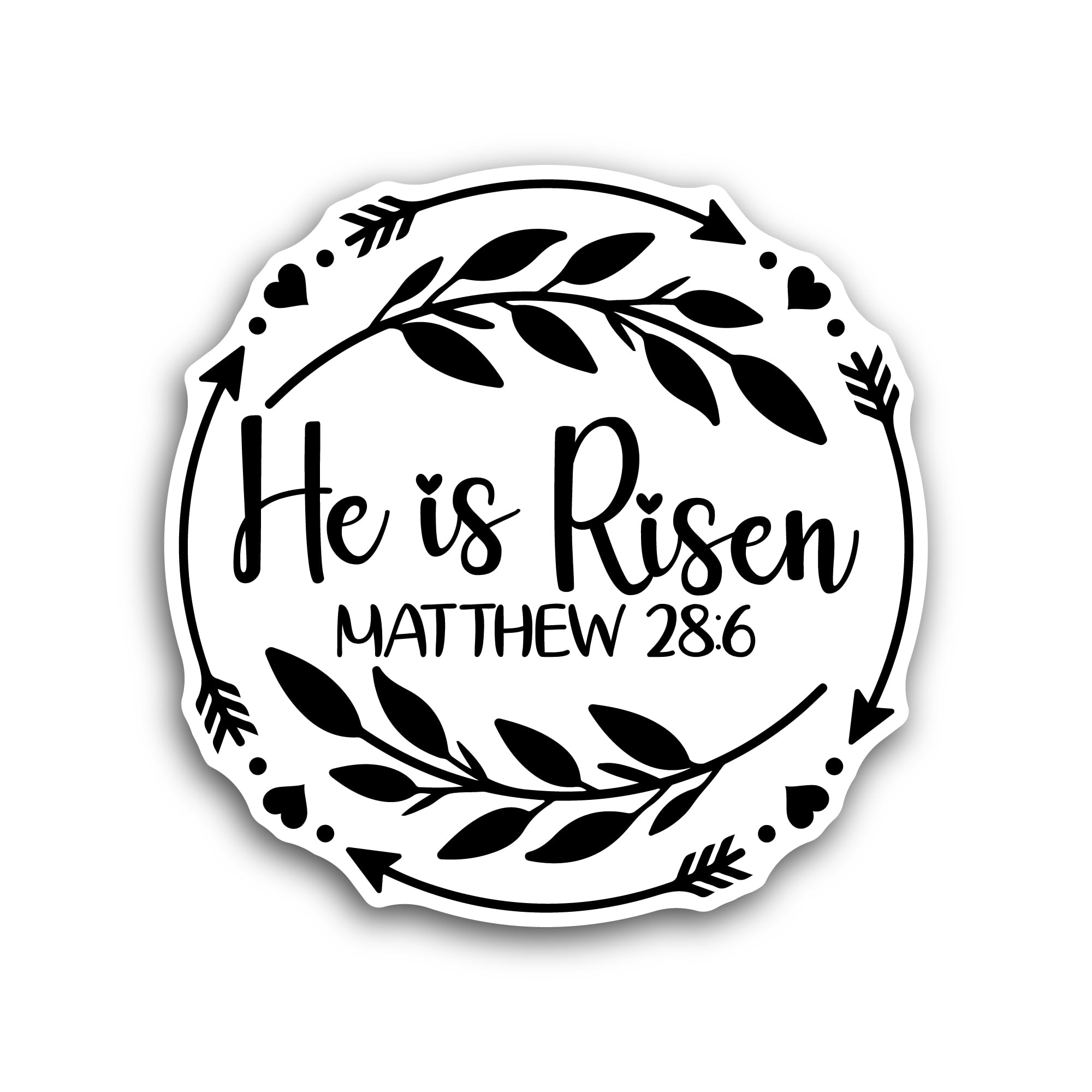 2 (Pieces) 3" and 5" He is Risen Text in Circle Sticker, Waterproof Vinyl Decals for Many Purpose Li