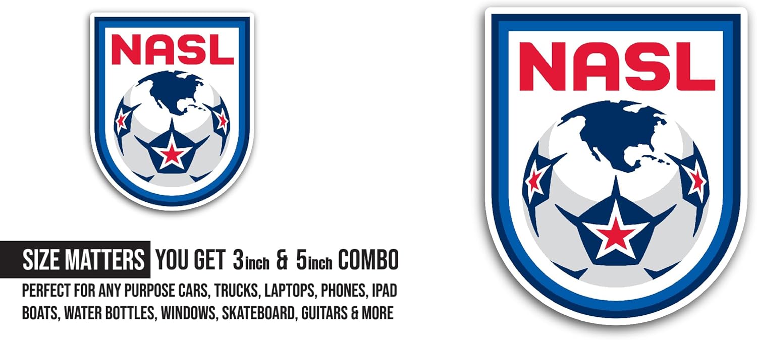 2 (Pieces) 3" and 5" North American S0ccer League Sticker, Waterproof Vinyl Decals for Many Purpose Like Cars, Trucks, Laptops, Phones, Windows and More