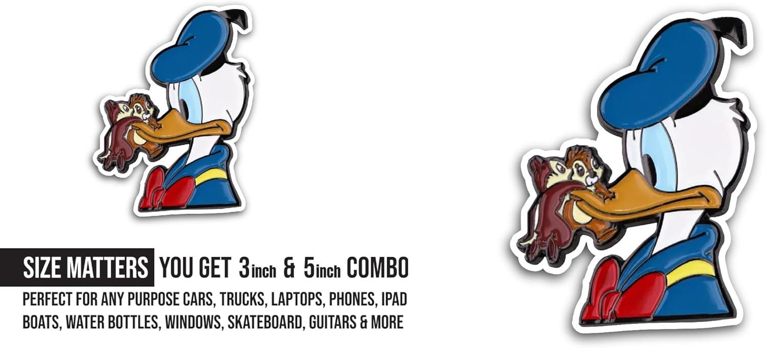 2 (Pieces) 3" and 5" Cute Duck Sticker, Waterproof Vinyl Decals for Many Purpose Like Cars, Trucks, Laptops, Phones, Windows and More