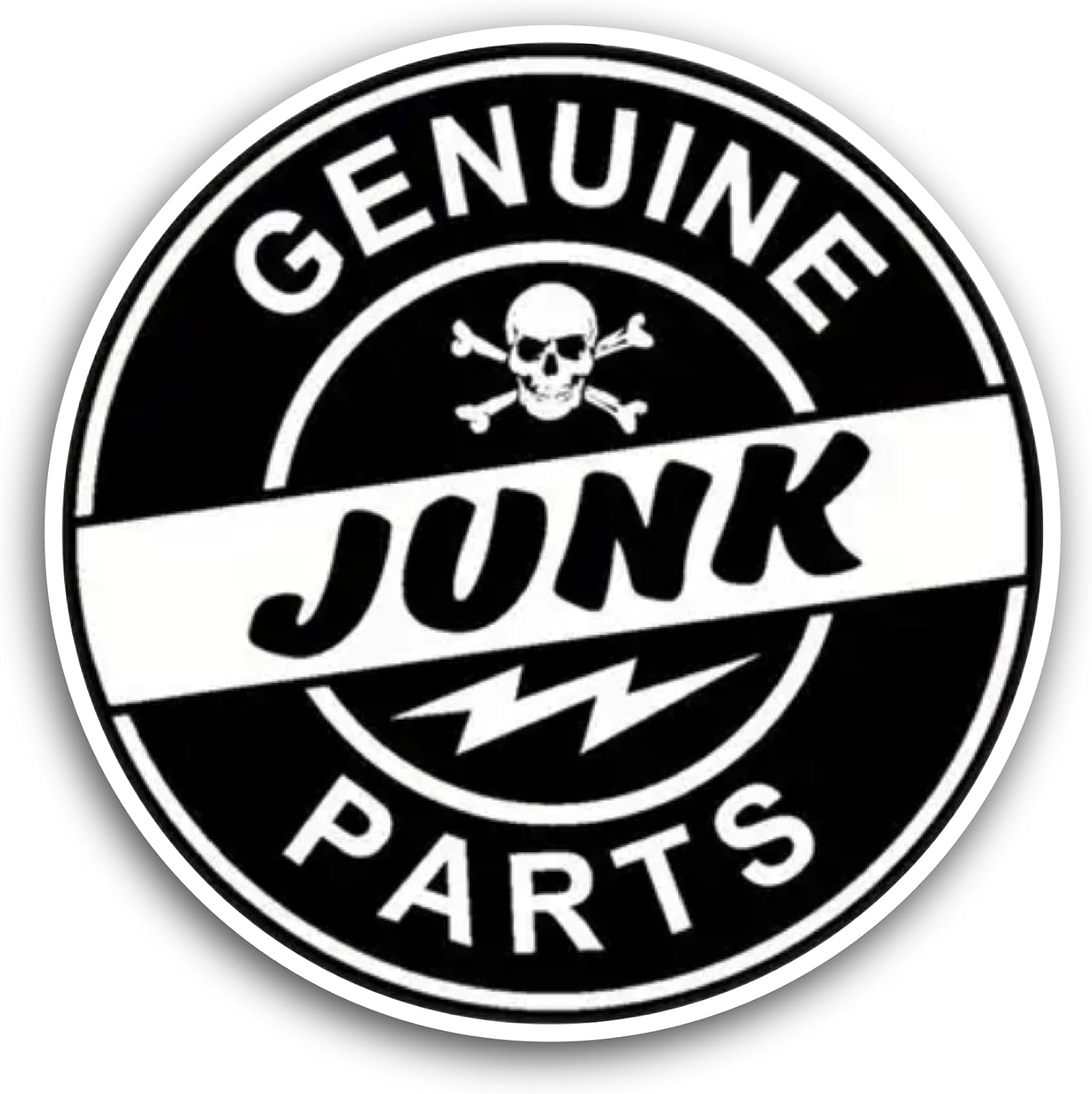 2 (Pieces) 3" and 5" Genuine Junk Parts Text Sticker, Waterproof Vinyl Decals for Many Purpose Like Cars, Trucks, Laptops, Phones, Windows and More