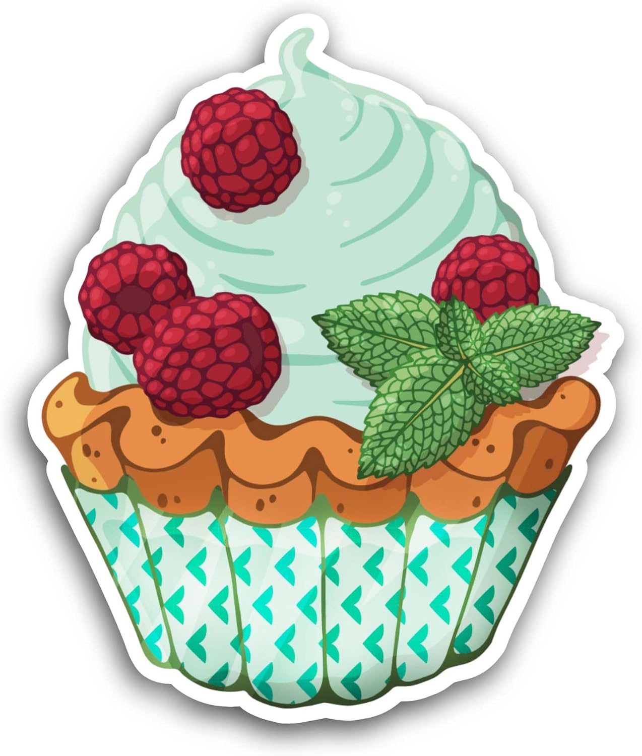 2 (Pieces) 3" and 5" Cupcake with Red Berries Sticker, Waterproof Vinyl Decals for Many Purpose Like Cars, Trucks, Laptops, Phones, Windows and More