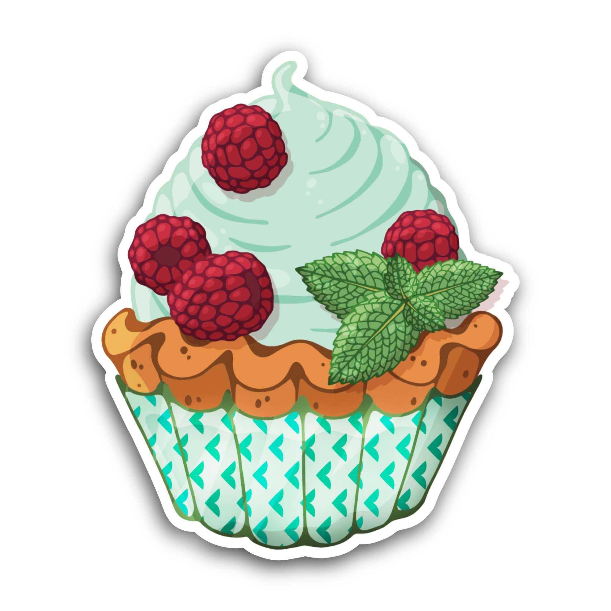 2 (Pieces) 3" and 5" Cupcake with Red Berries Sticker, Waterproof Vinyl Decals for Many Purpose Like