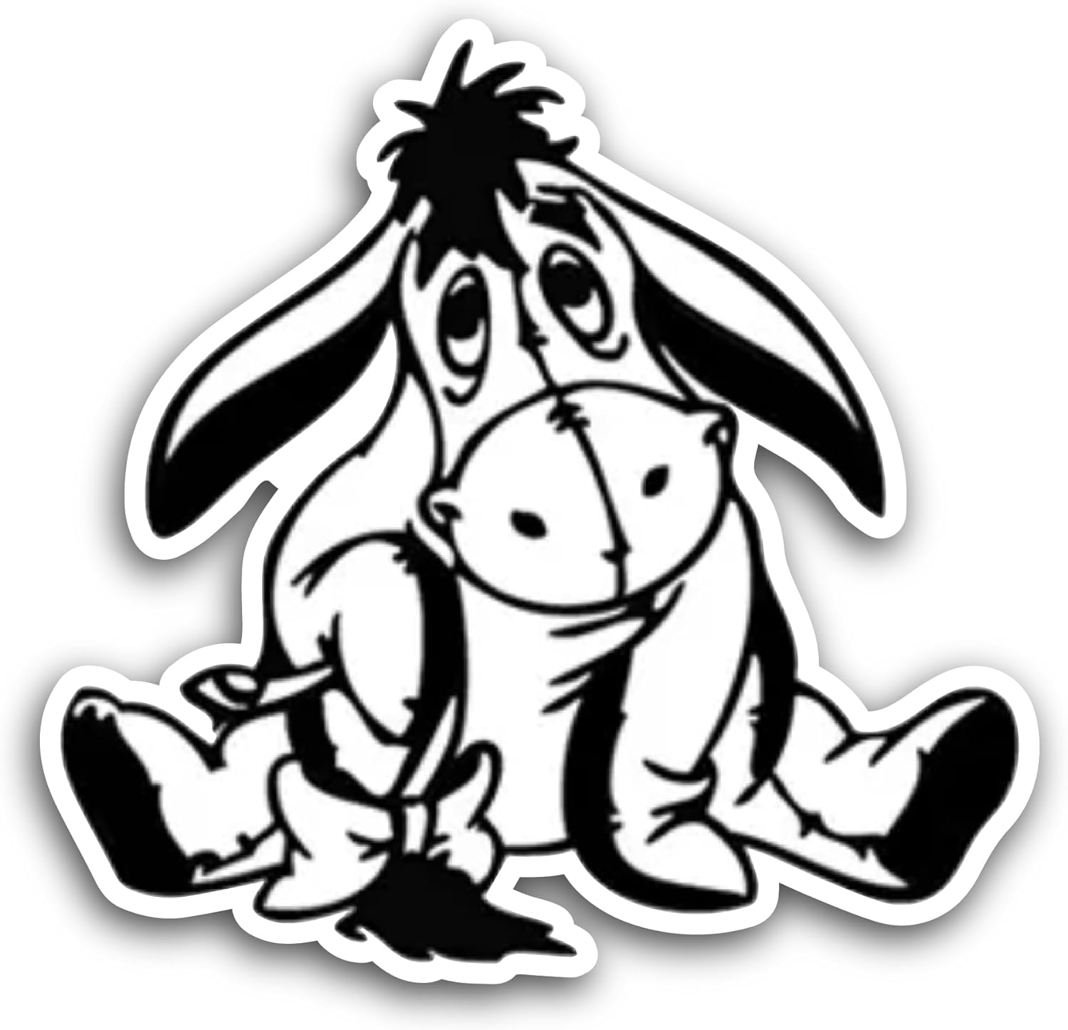 2 (Pieces) 3" and 5" Black and White Donkey Sticker, Waterproof Vinyl Decals for Many Purpose Like Cars, Trucks, Laptops, Phones, Windows and More