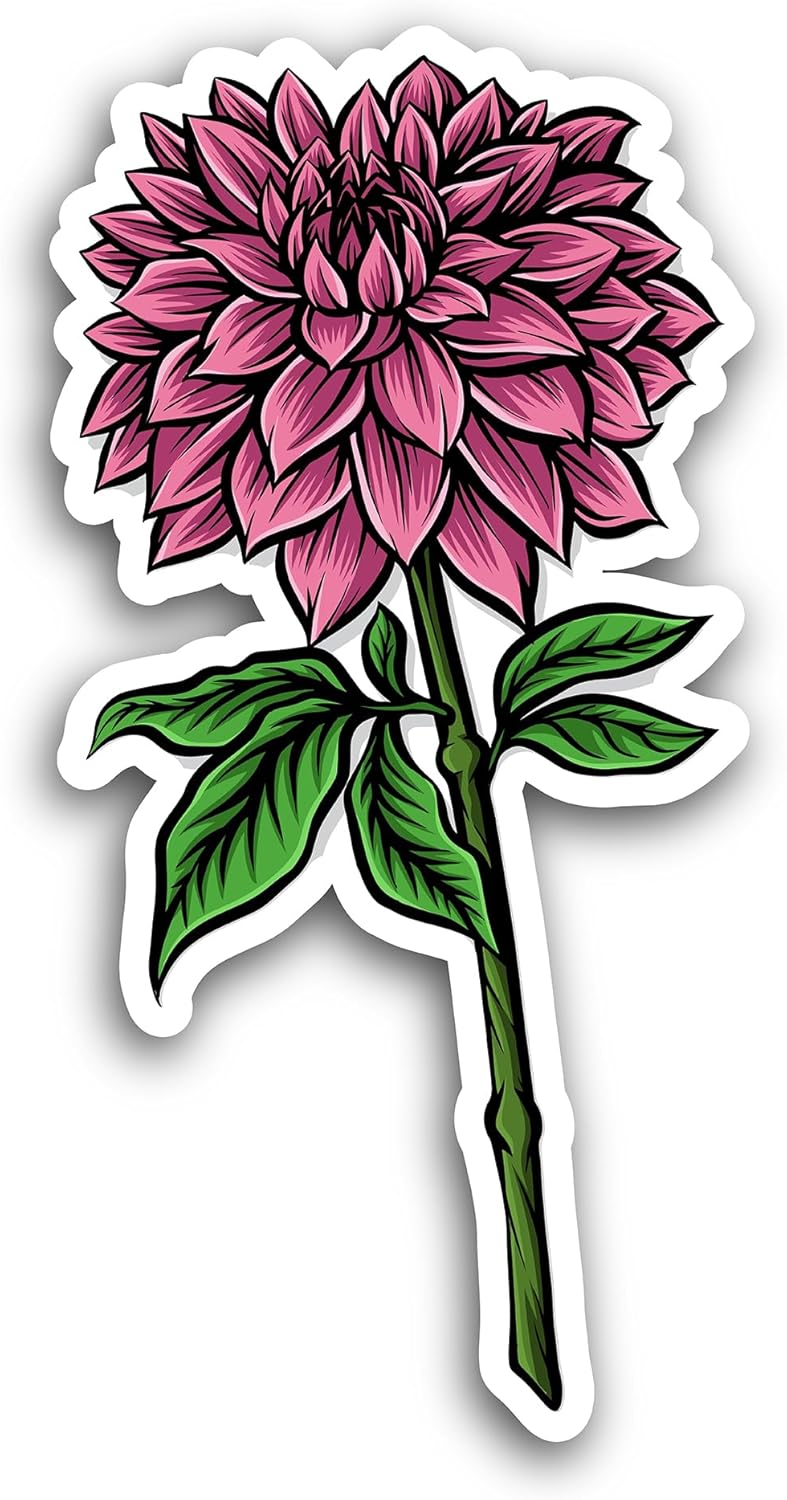 2 (Pieces) 3" and 5" Pink Dahlia Sticker, Waterproof Vinyl Decals for Many Purpose Like Cars, Trucks, Laptops, Phones, Windows and More