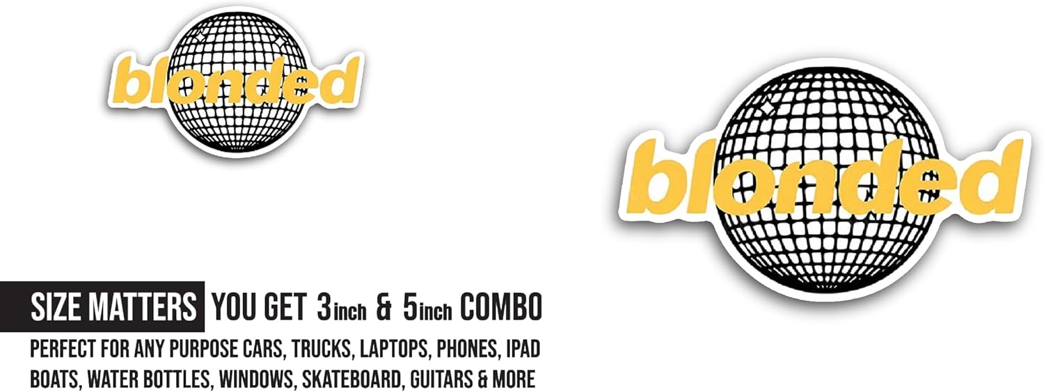 2 (Pieces) 3" and 5" Blonded Sticker, Waterproof Vinyl Decals for Many Purpose Like Cars, Trucks, Laptops, Phones, Windows and More