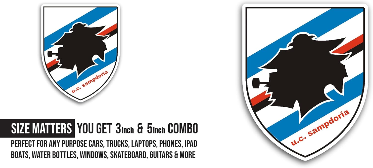 2 (Pieces) 3" and 5" UC Sampd0ria Sticker, Waterproof Vinyl Decals for Many Purpose Like Cars, Trucks, Laptops, Phones, Windows and More