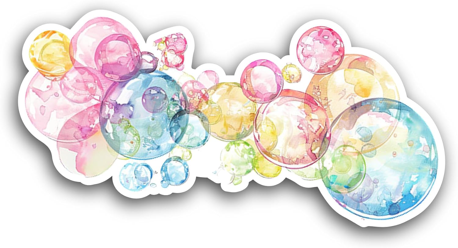 2 (Pieces) 3" and 5" Pink and Blue Bubbles Sticker, Waterproof Vinyl Decals for Many Purpose Like Cars, Trucks, Laptops, Phones, Windows and More