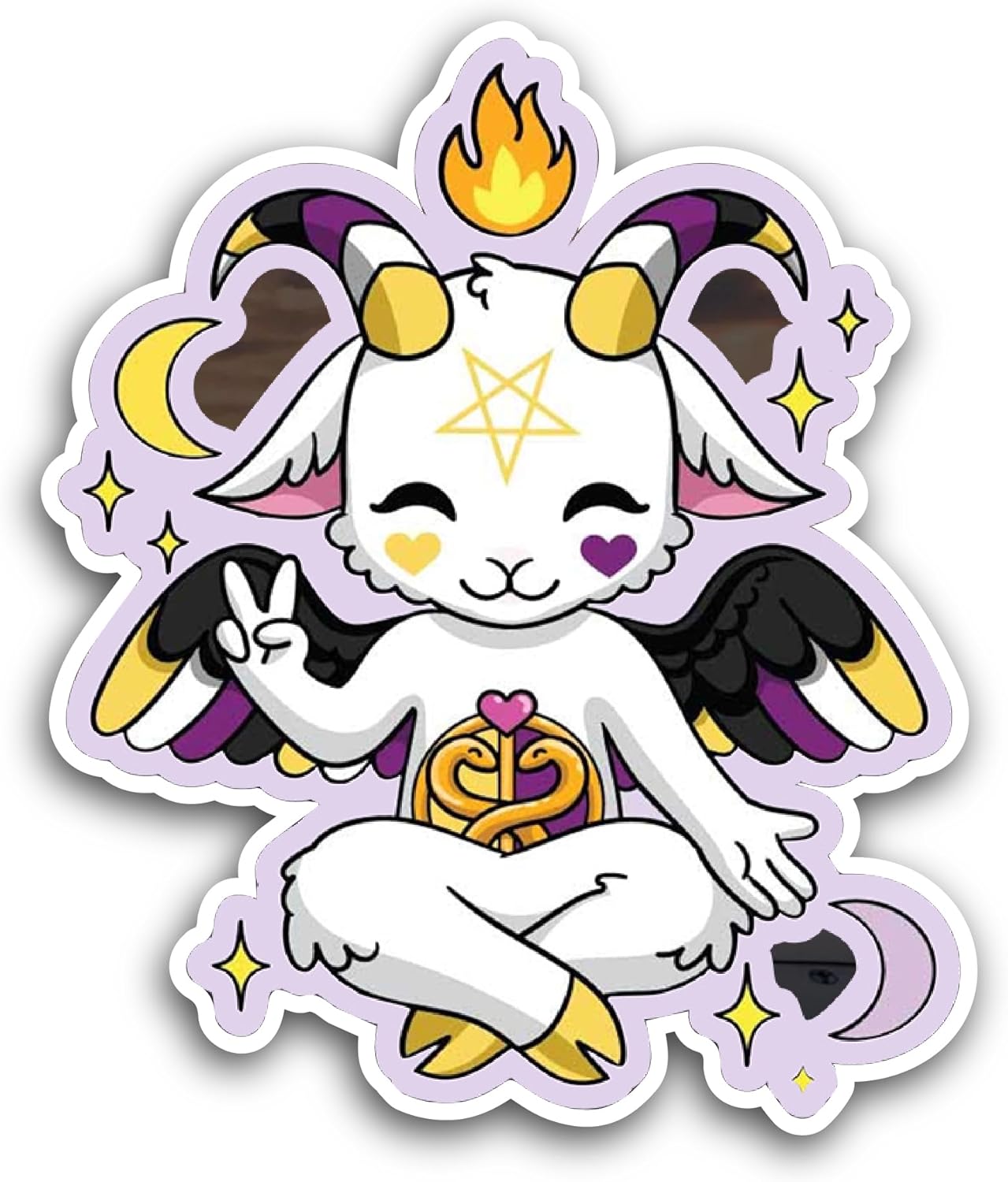 2 (Pieces) 3" and 5" Kawaii Baphomet Sticker, Waterproof Vinyl Decals for Many Purpose Like Cars, Trucks, Laptops, Phones, Windows and More