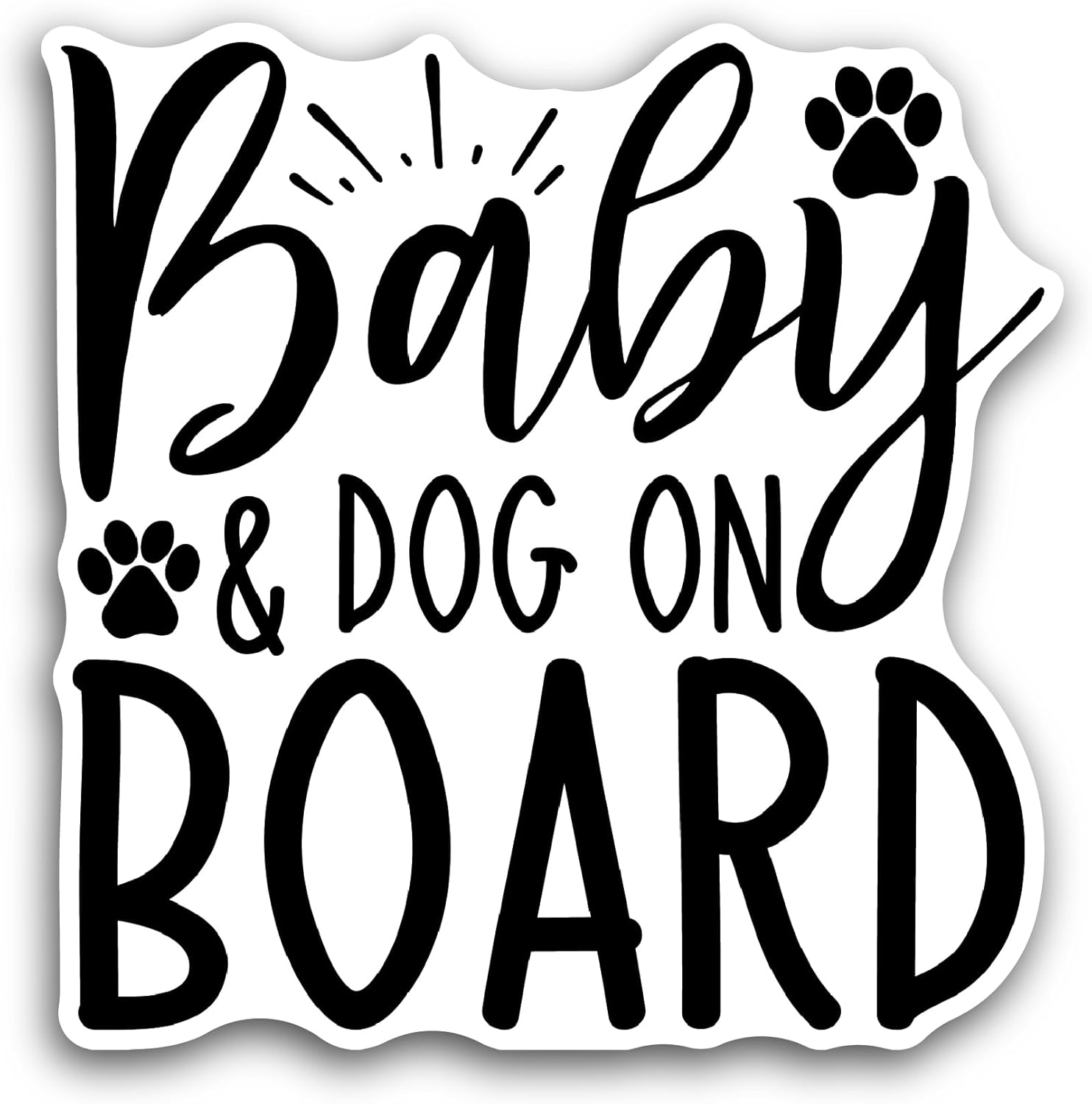 2 (Pieces) 3" and 5" Baby and Dog On Board Sticker, Waterproof Vinyl Decals for Many Purpose Like Cars, Trucks, Laptops, Phones, Windows and More