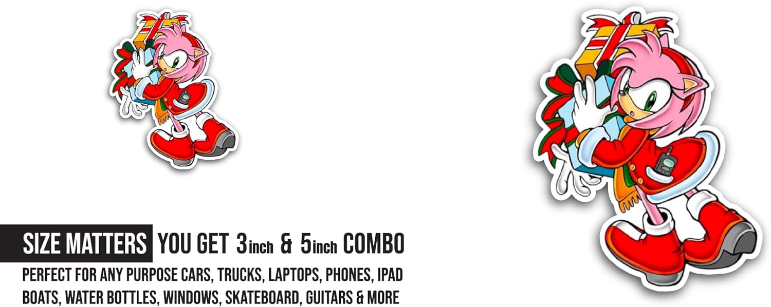 2 (Pieces) 3" and 5" Cute Cartoon Red Hedgehog Sticker, Waterproof Vinyl Decals for Many Purpose Like Cars, Trucks, Laptops, Phones, Windows and More