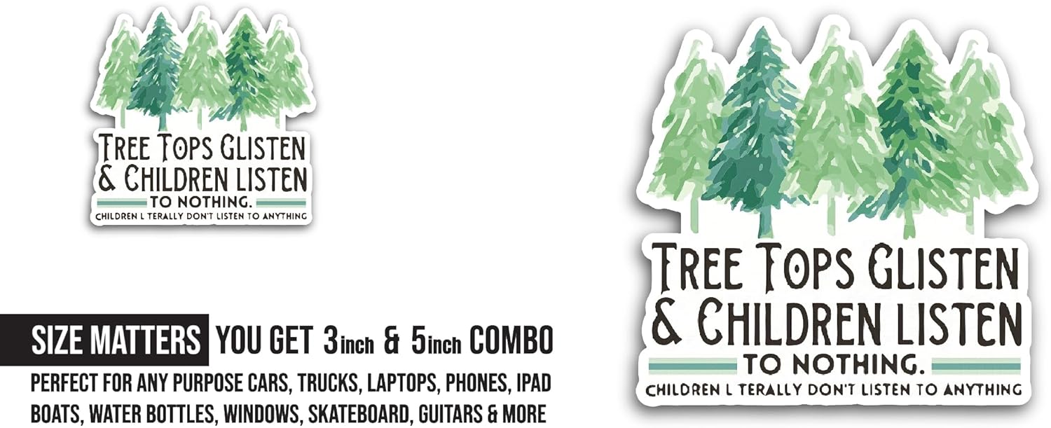 2 (Pieces) 3" and 5" Tree Tops Glisten Sticker, Waterproof Vinyl Decals for Many Purpose Like Cars, Trucks, Laptops, Phones, Windows and More